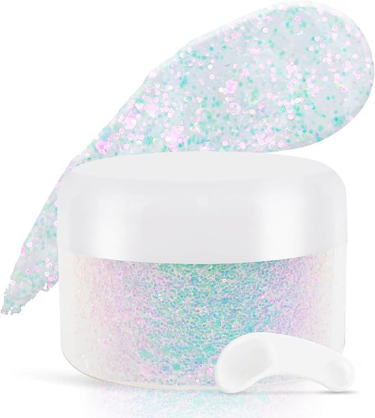 Light Purple Face Glitter Gel,Mermaid Body Glitter Gel,Singer Concerts Music Festival Rave Accessories,Self-Adhesive Sequins Glitter Body Hair Makeup,Sparkling Chunky for Women(Pink),51ML