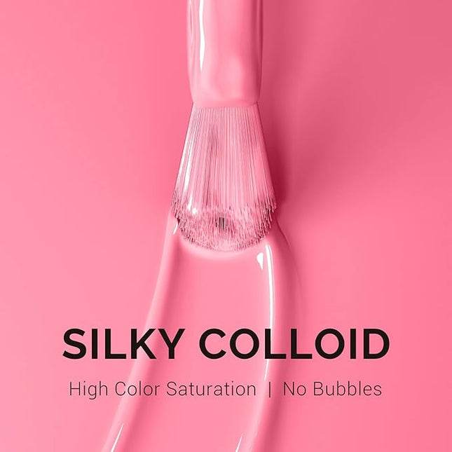 MelodySusie 0.5fl oz Bright Pink Gel Nail Polish, Nails Soak Off UV LED Light Pink Gel Polish Gift for Women Nail Art Manicure Salon DIY Nail Design Decoration at Home-A2615