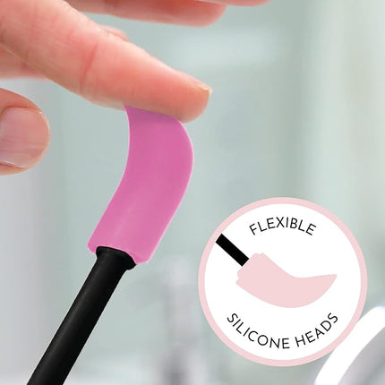 S&T INC. Makeup Spatula, Large and Mini Silicone Spatula Set for Cosmetics, Shampoo, Hair Care, and Skin Care Products, 2 Piece Set, Black/Pink