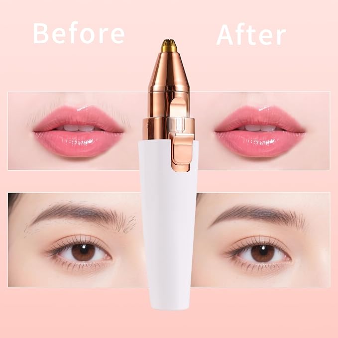 Facial Hair Removal for Women,2 in 1 Electric Hair Removal Device for Chin Upper Lip Peach Fuzz & Rechargeable Eyebrow Trimmer with LED Light for Precise Shaping
