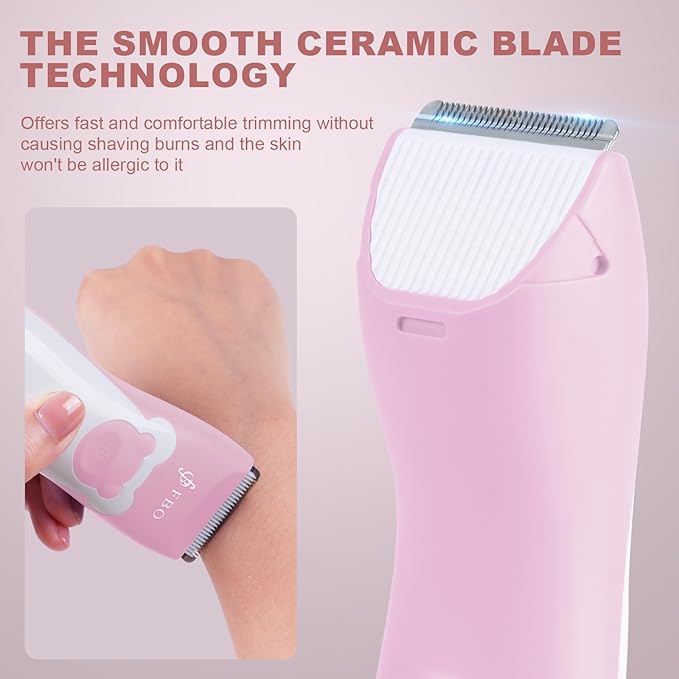 FBO Body Hair Trimmer Bikini Trimmer Electric Shaver - Rechargeable Electric Shaver - lPX7 Waterproof (Pink)