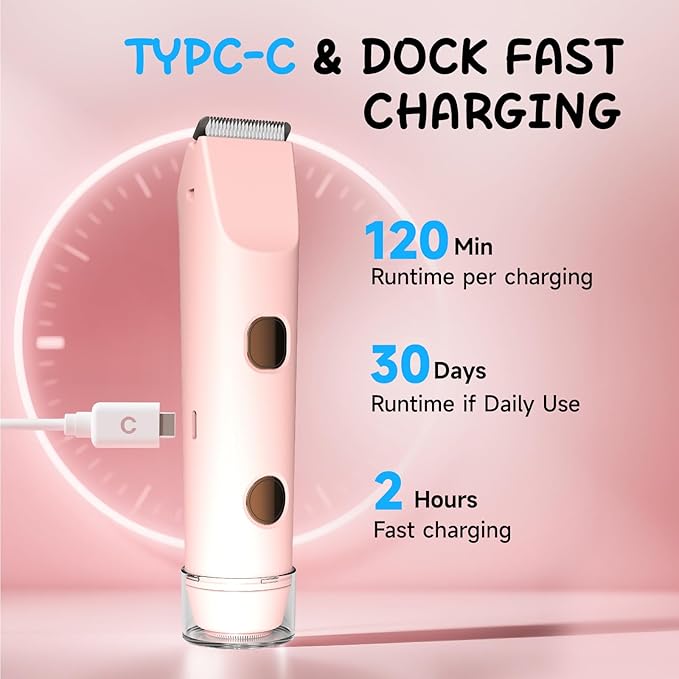 Bikini Trimmer for Women Electric Razors for Women, IPX7 Waterproof Hair Razor, Ceramic Blade Hair Trimmer Wet & Dry Use, Womens Painless Electric Shaver for Facial and Body-Pink