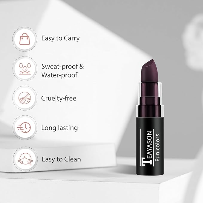 Cherry Red Face & Body Paint Stick, Matte Lipstick & Eye Black Stick, Long Lasting Waterproof Face Makeup for Halloween Zombie Clown Vampire Joker Devil Cosplay