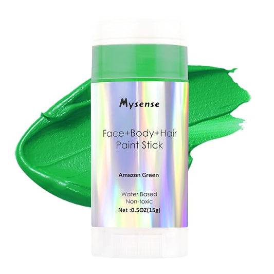 Mysense Amazon Green Face Body Hair Paint Stick,St Patricks Day Outfit Accessories,Water Based Washable Temporary Hair Color,Body Paint for Adults and Kids Halloween Gamora Witch Cosplay Makeup,0.5oz