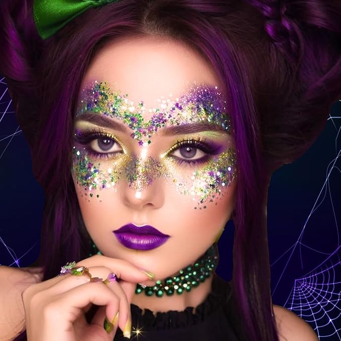 Mysense Green Body Glitter Stick,St Patricks Day Accessories,Mardi Gras Face Hair Glitter,Sparkling Mermaid Glitter Makeup,Chunky Glitter Face Paint,Festival Outfit Rave Accessories for Women and Kids