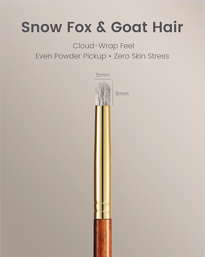 Desert Oak Series Precision Blender Brush - 5mm Tapered Arctic Fox & Goat Hair for Inner Corner Highlight & Detailing, Bubinga Handle (CM 205)