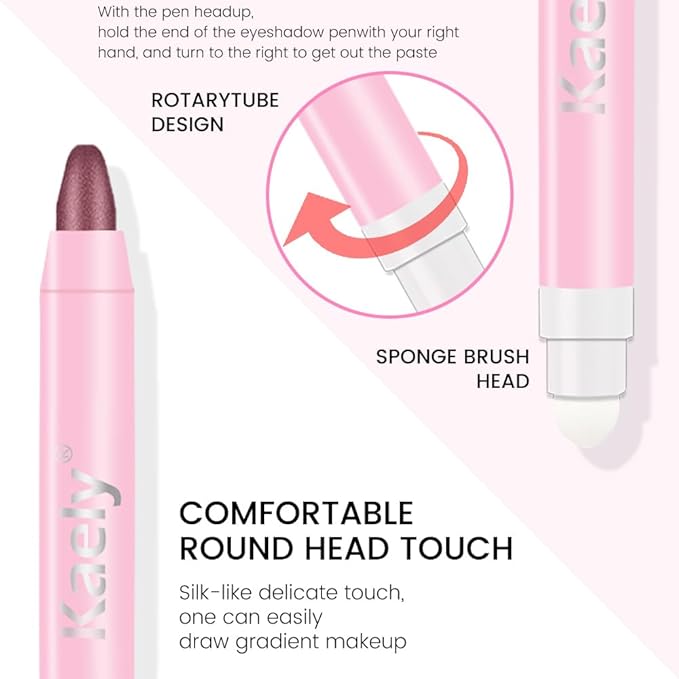 evpct 1Pcs Orchid Shimmer Cream Eye Shadow Brightener Sticks for Eyes Waterproof Pigmented, Double Ended Cream Eyeshadow Stick Pencil Pen with Applicator, Eye Shadow Palette Highlighter Makeup 26
