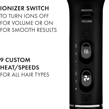 HOT TOOLS Pro Artist Black Gold Hair Dryer - Fast Drying with Even Heating for Less Damage and Dual Voltage, Travel Hair Dryer - 2000 Watts