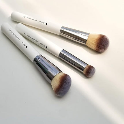 DUcare Makeup Brushes 3Pcs Foundation Contour Bronzer Brush,Concealer Brush,Blusher Powder Brush, Face Kabuki Travel Buffing Stippling Liquid Blending Makeup brush set White