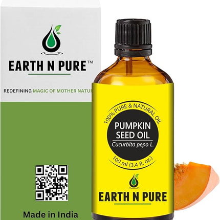 Earth N Pure Pumpkin Seed Oil (Kaddu Oil) Cold Pressed, Natural and Therapeutic Grade - 100 ml