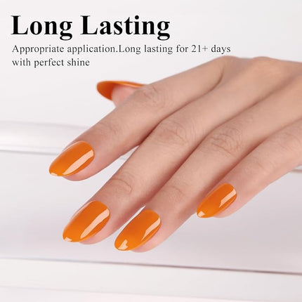 Imtiti Gel Nail Polish, 1 Pcs 15ml Bright Neon Orange Color Autumn Winter Gel Polish UV LED Soak Off Nail Art Manicure Salon DIY Nail Design Decoration at Home Gift for Women