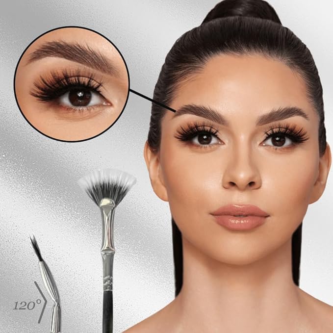 Folding Angle Scalloped Lash Brush, Mascara Fan Brush for Lashes Eyelash Separator Tool, Eye Makeup Fan Brushs Eyelash Comb for Upper Lower Eye Lash (5pcs)