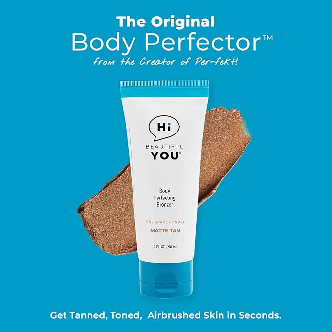 BE YOU BODY | Body Leg Perfecting Bronzer | Instant Healthy Waterproof Wash Off Radiant, Sun Free Natural Looking Transfer & Sweat Resistant Glowing Tan | No Orange Skin, No Stink, No Streak.