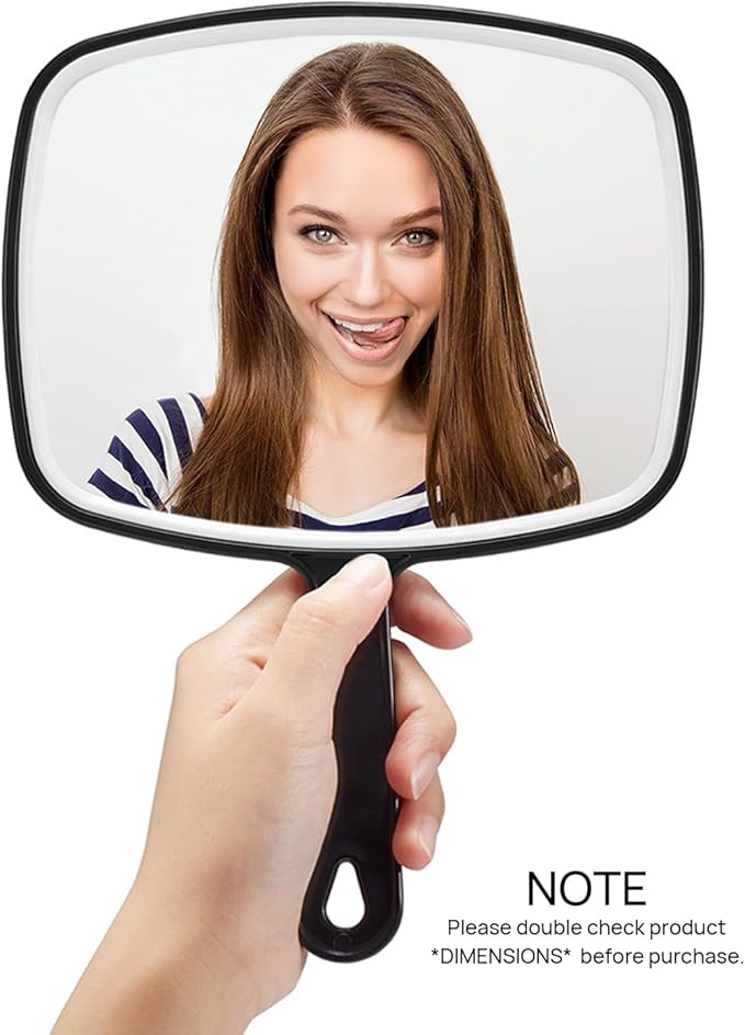 OMIRO Hand Mirror, Large Black Handheld Mirror with Handle, 10.3" L x 7.4" W