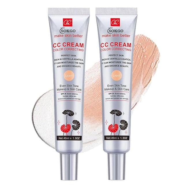 Color Correcting CC Cream, Full-Coverage Foundation, SPF 25, Even Skin Tone, Hydrating Cream