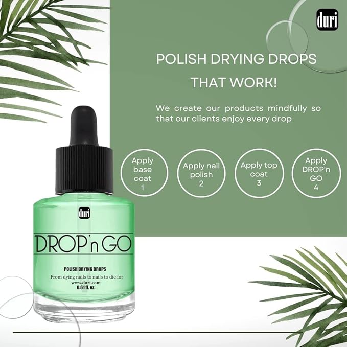 duri Brush’n Go Dry and Shine Speedy Top Coat and Drop'n Go Nail Polish Drying Drops - Fast Dry Top Coat Nail Polish Combo Pack