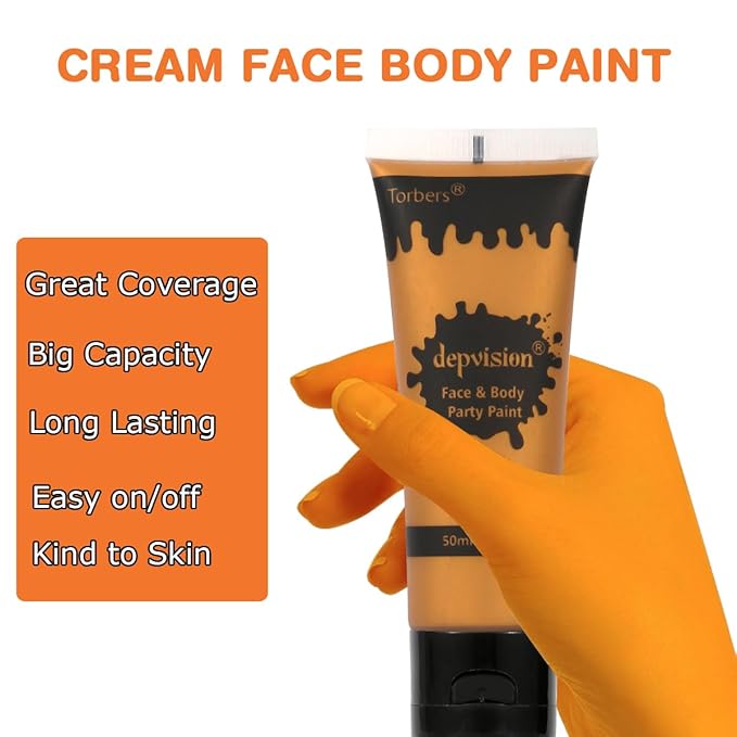 Depvision Face and Body Paint 1.7oz Cream Makeup 50ml Water Based Face Painting Special Effects For Adults Children Kids Halloween Christmas Party Stage Cosplay (Gold)