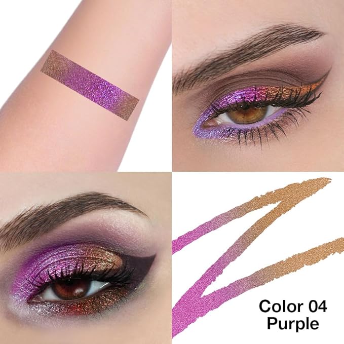 evpct Chameleon Duo Chrome Liquid Eyeliner, Light Dark Purple Glitter Metallic Shimmer Liquid Eyeliner, Multichrome Color Shift, Long Lasting Waterproof Eye Liner Eyeshadow Pencil Face Glitter Makeup