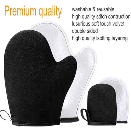 Self Tanning Mitt Set Includes Self Tanner Mitt Mini Tanning Glove Treatment Details Exfoliating Glove Self Tanner Back Applicator with Handles for Even, Streak-Free Glow