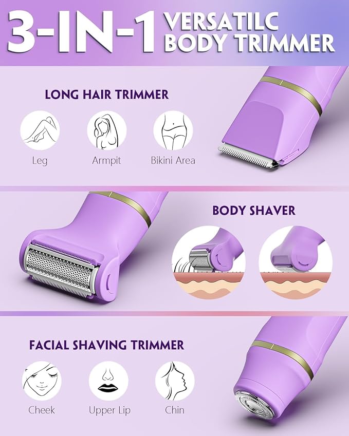 Bikini Trimmer for Women - Tiovara Cordless Electric Razors, Painless Electric Shaver IPX7 Waterproof Pubic Hair Removal with USB Charge Dock for Bikini Underarm Leg Arm Body Face Silk Skin