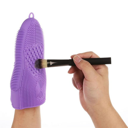 Makeup Brush Cleaner Glove Mat Mitt Silicone Cosmetic Cleaning Scrubber Tool Face Brushes and Eye Brush Washing Pad Purple
