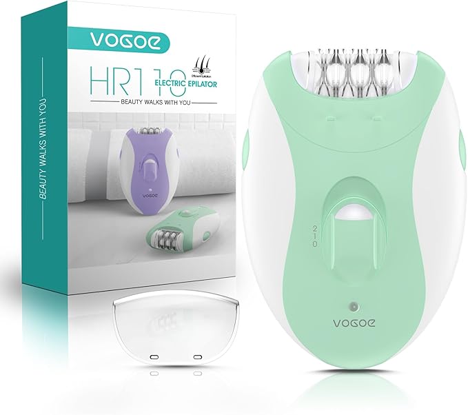 Epilators Hair Removal for Women with 21 Tweezers & LED Light, 2 Speeds Cordless Epilator for Women, Electric Hair Removal Epilators Rechargeable for Arms & Legs HR110 (Light Green)