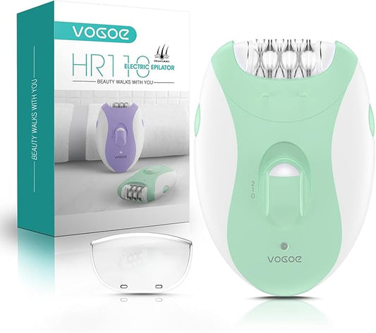 Epilators Hair Removal for Women with 21 Tweezers & LED Light, 2 Speeds Cordless Epilator for Women, Electric Hair Removal Epilators Rechargeable for Arms & Legs HR110 (Light Green)