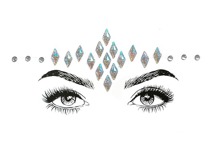 6 Pcs Music Festival Face Jewels, Rhinestone Rave Face Gems Glitter,Crystal Birthday Party Festival Face Sticker, Eyes Face Body Temporary Tattoos for Festival Party
