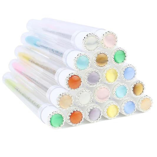 20pcs Mascara Wands Tube Reusable Lash Spoolies Pearl Silver Tube Eyelash Brush Tubes Spoolies Lash Extension Brushes Applicators Makeup Tools (CatE-Silver-MlX)