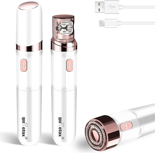 Gurelax Facial Hair Remover, Rechargeable Hair Removal Epilator for Women, 2-in-1 Electric Epilator & Shaver for Face, Finger, Portable Lipstick Styling Epilation System