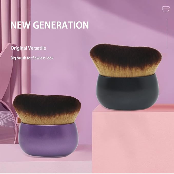 Blend & Blur Extra Large Body Makeup Brush for Self Tanner,Leg Makeup & Bronzer Self Tan Applicator, Powder, Foundation, Blusher, Bronzer，Massager for Face Gift box (Gold)