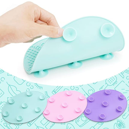 Makeup Brush Cleaner Mat, Silicone, Big Size, Green, Cleaning Pad with Suction Cup, Make Up Brush Cleaner