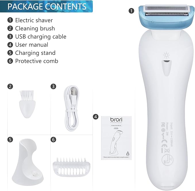 Electric Shaver for Women Electric Razor for Women Bikini Legs Underarm Public Hairs Rechargeable Trimmer with Detachable Head Cordless Wet Dry Use