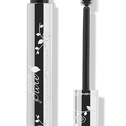 100% PURE Ultra Lengthening Mascara Dramatic Intense Volume & Length Natural Fruit Pigmented Voluminous Eyelash Makeup No Clumping, Smudging or Flaking - Vegan, Black Tea Color - 0.35 oz