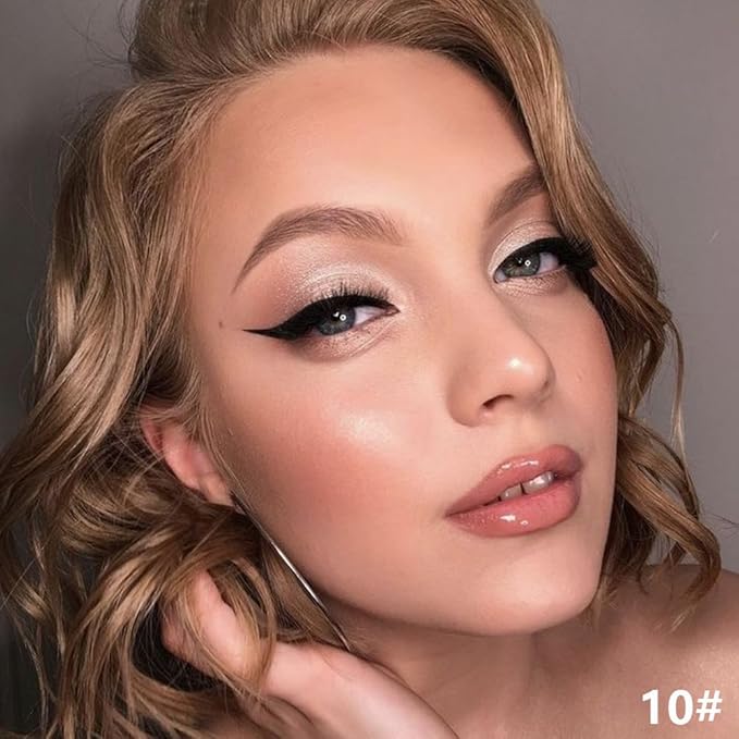 Beige Shimmer Cream Eye Shadow Stick Makeup for Women, Bright Nude Shimmer Matte Eye Shadow Brightener Stick for Eyes, Waterproof Eyeshadow Pencil Applicator Blendable for Eye Highlight 10