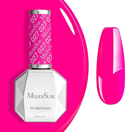 MelodySusie Neon Pink Gel Nail Polish,0.5fl oz Bright Pink Nails Soak Off UV LED Hot Pink Gel Polish Gift for Women Nail Art Manicure Salon DIY Nail Design Decoration at Home-027