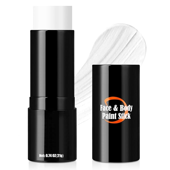 Clown White Face Paint Stick, Portable Eye Black Stick for Sports, Full-coverage Cream Face Paint for Halloween SFX Makeup Cosplay Joker Costume Parties, Cream Grease Sticks