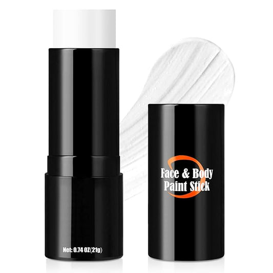 Clown White Face Paint Stick, Portable Eye Black Stick for Sports, Full-coverage Cream Face Paint for Halloween SFX Makeup Cosplay Joker Costume Parties, Cream Grease Sticks