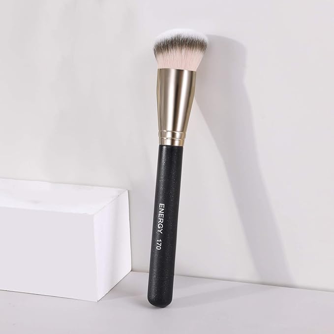ENERGY Foundation Brush for Liquid Makeup - Professional Makeup Brush for Liquid, Cream & Powder Blending,Buffing and Contouring - Soft Vegan Synthetic Bristles Face Make Up Tool