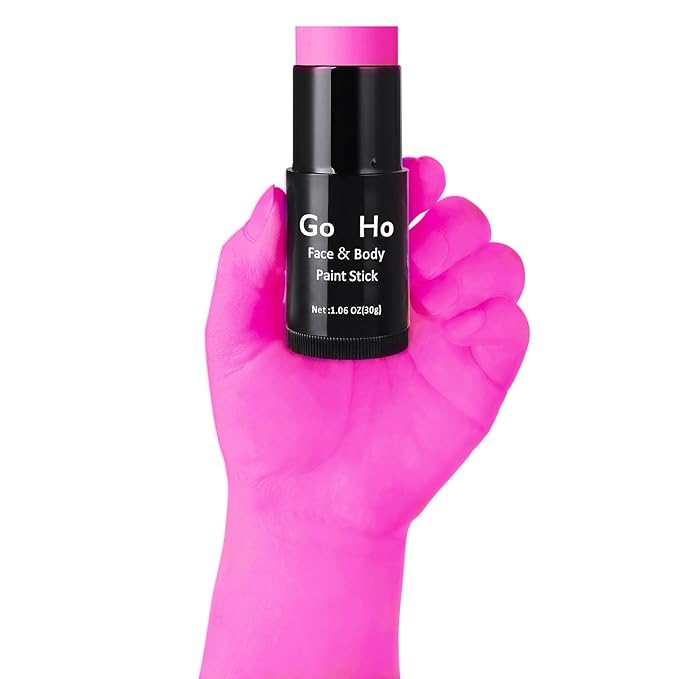 Go Ho Cream-Blendable Hot Pink Face Paint Stick (1.06 Oz),Full-coverage Body Paint for Adults Children Halloween Cosplay SFX Makeup,Waterproof Pink Eye Black Stick