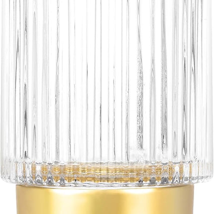 DASITON Makeup Brush holder Organizer,Crystal Cosmetic Makeup Brush Glass Brushes Storage Holder, Vintage Make Up Brush Cup Pen Pencil Holder striped vase(Clear S)