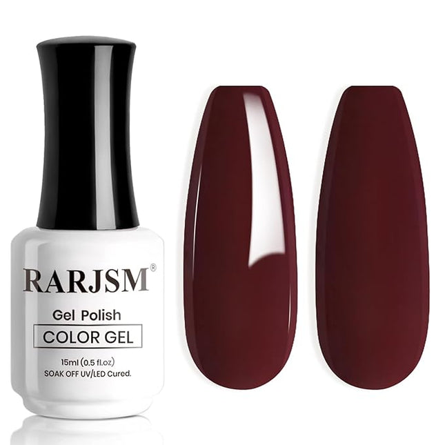 RARJSM Burgundy Gel Nail Polish 1PCS 15ML Long Lasting Opaque Milky Deep Wine Red Creamy Gelpolish Soak off U V Curing Required Nail Art French Manicure Salon DIY at Home