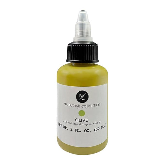 Flesh Tone Alcohol Airbrush Paints - 2 fl oz, Skin Safe, Quick Dry, Waterproof, Sweatproof, Transferproof Liquid Makeup for Tattoo Cover-Up, Bodypainting, FX Makeup - Olive