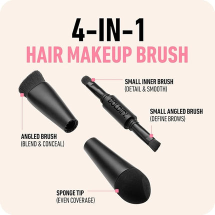 BOLDIFY Four Ended Hairline Powder Brush - Precision Hair Makeup Brush Set with Sponge Tip for Seamless Blending - Ideal as a Hair Concealer/Contour, Root Touch Up