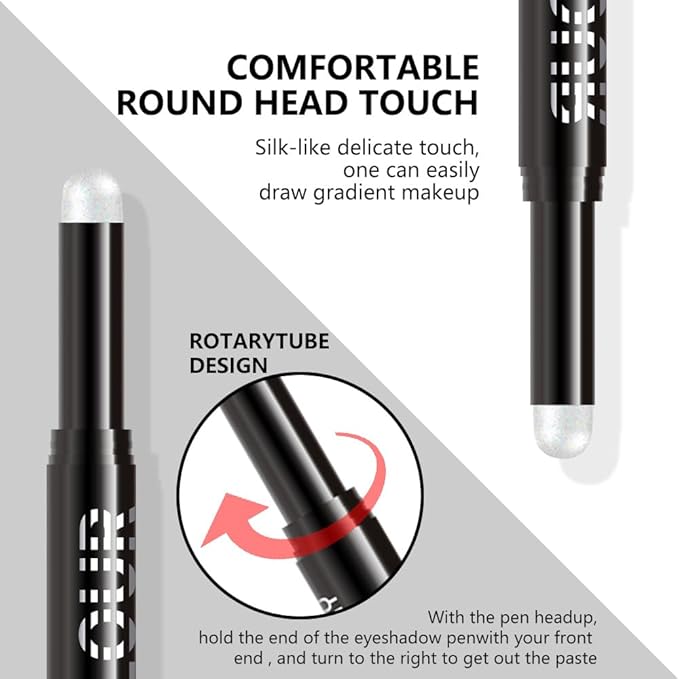 Transparent Pink Shimmer Cream Eye Shadow Stick Makeup for Women, Transparent Pink Shimmer Matte Eye Shadow Brightener Stick for Eyes, Waterproof Eyeshadow Pencil Applicator Blendable for Eye 19