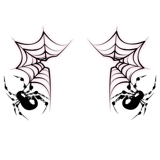 8Pcs Halloween Spider Face Tattoo, Spooky Spiderweb Halloween Face Tattoos, Face Temporary Tattoo Sticker, Temporary Makeup Tattoo Stickers for Halloween Stage Masquerade Party