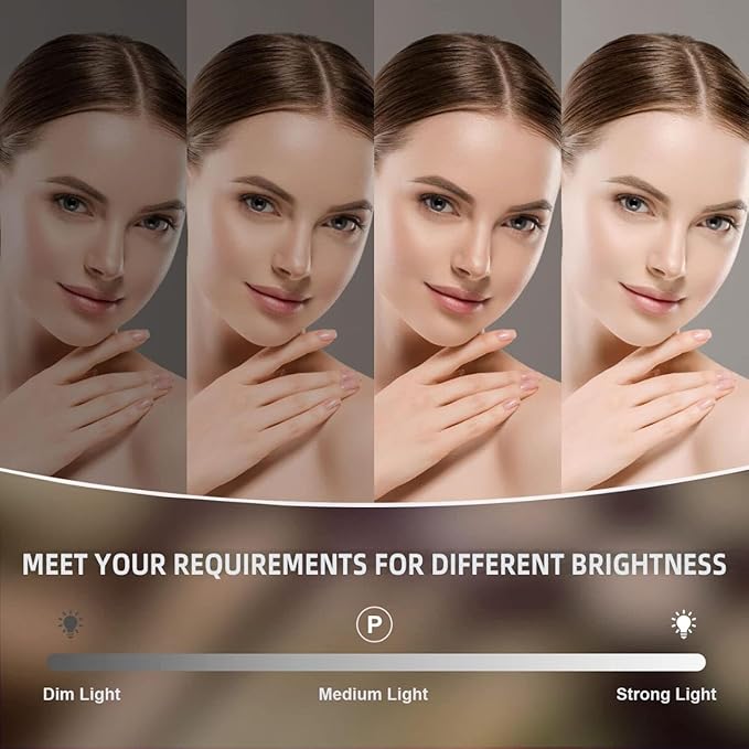 HIEEY Vanity Mirror with Lights, Hollywood Lighted Mirror with 15 Dimmable LED Bulbs, Makeup Mirror with Lights, and 5X Magnification Mirror, 3 Colors Modes,Touch Control, Metal Frame,White