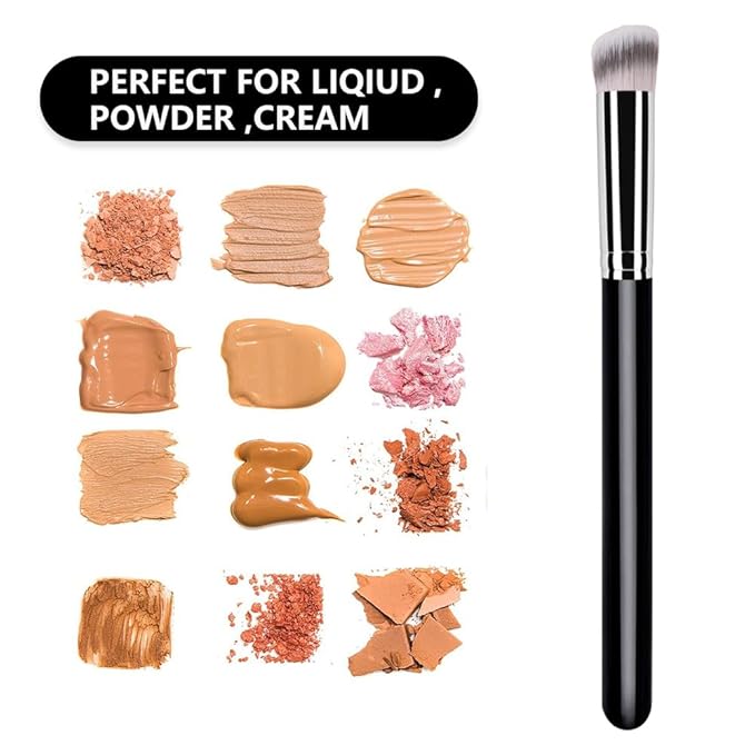 5Pcs Concealer Brush Set, Dense Mini Angled Kabuki Brush for Blending Under Eye Concealer, Detailed Nose Contour Setting Powder, Foundation & Eyeshadow, Cruelty-Free, 270