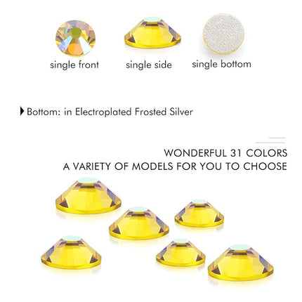 1440Pcs Lemon Ab Crystal Rhinestones,Glass Flatback Rhinestones Gemstones for Nail Face Makeup Art Crafts Clothes Decoration -(SS16,4.0mm,Lemon Ab)
