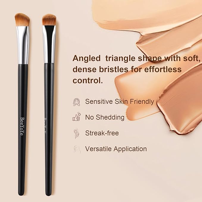 Concealer Brush,Triangle Under Eye Makeup Small Foundation Brush Precise Coverage Dark Circles Face Contour Blending Brush